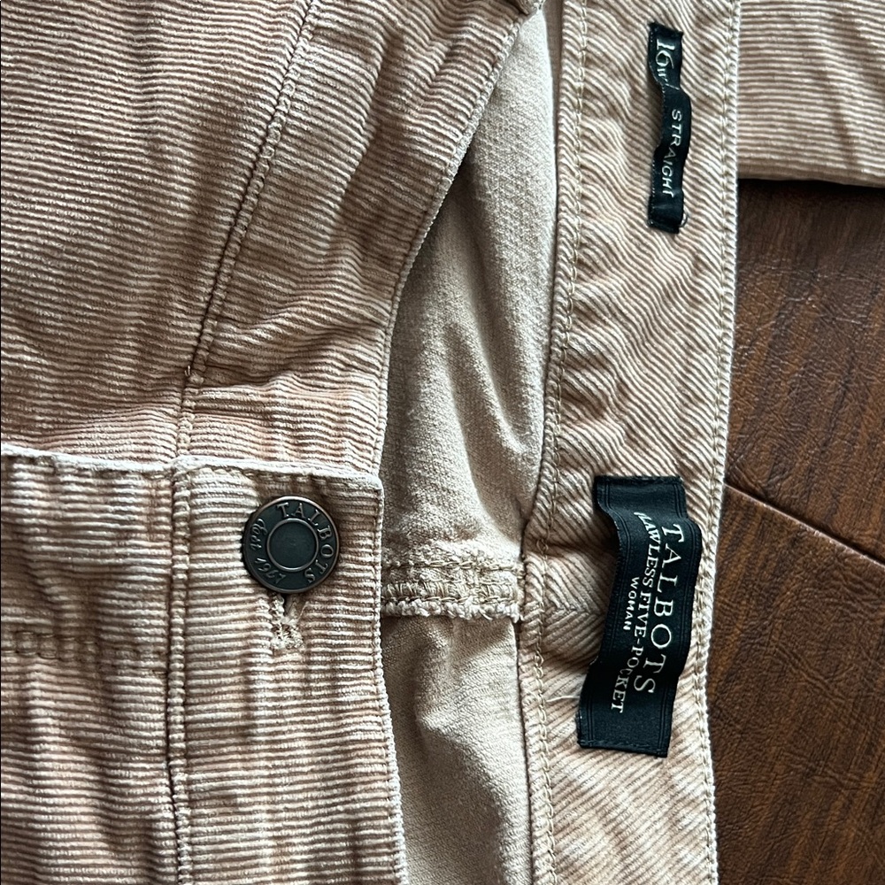 Talbots Light Beige Corduroy Straight Pants